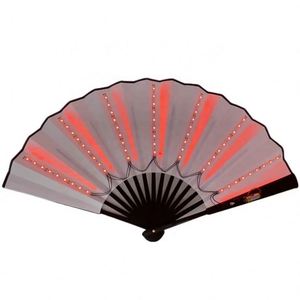 33Cm LED Large Rave Folding <b>Hand</b> <b>Fans</b> With Bamboo Ribs and White or Black Fabric Battery Included - Product Image 4
