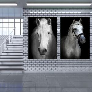 Impression sur toile de chevaux noirs et blancs, peinture murale, décoration de la maison, panneaux d'images, affiche pour le salon - Product Image 3