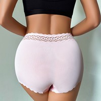 Culotte Hipster Femme Premium en Soie Glacée Tricotée à Taille Haute avec Bordure en Dentelle et Nervures pour un Confort Optimal Toute la Journée et un Port Discret Sans Coutures