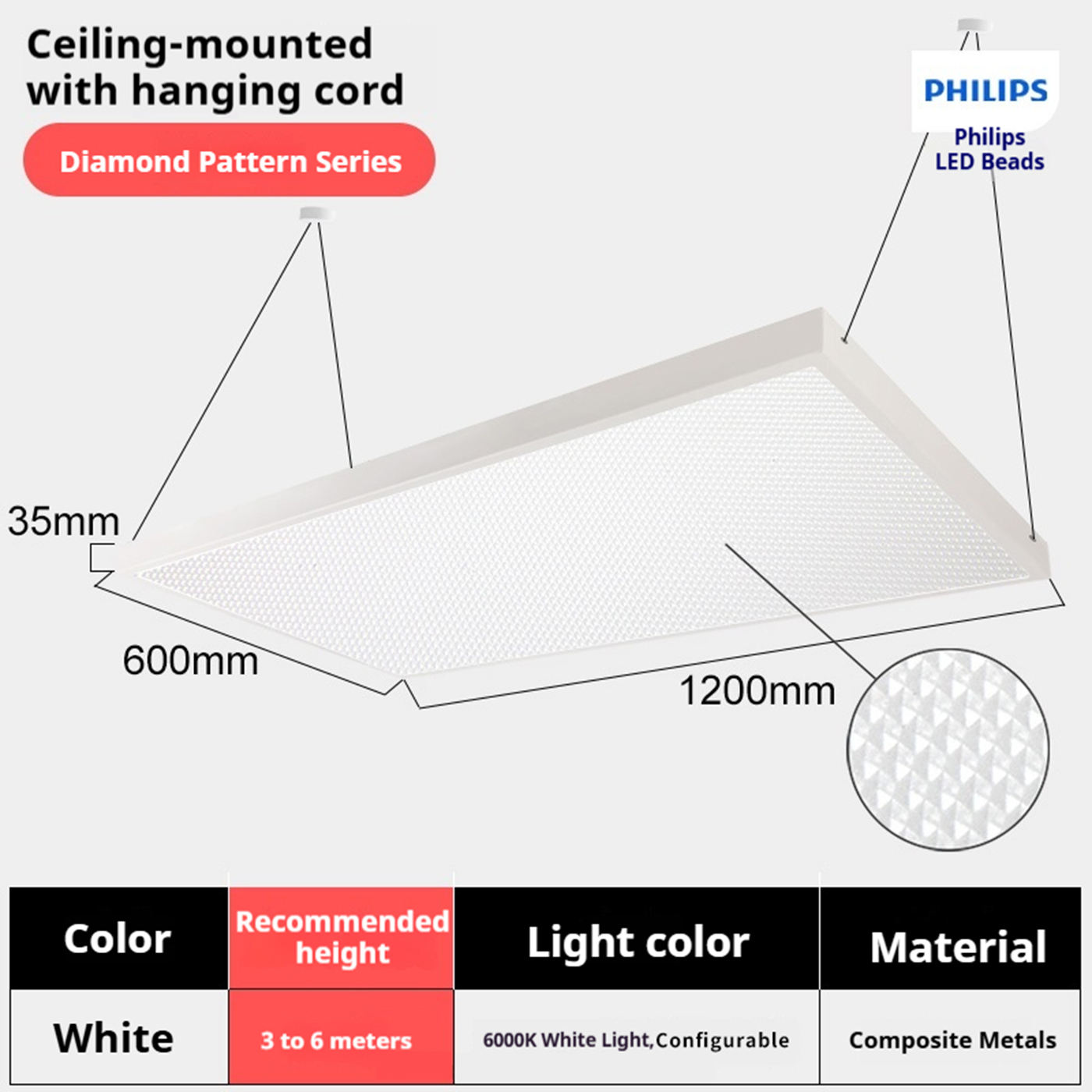 Panneau Lingjing blanc - 600 * 1200