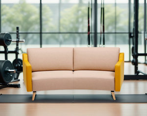 Sofá de Recepción Moderno y Simple para Dos Personas, Conjunto Modular de Cuero Amarillo Minimalista para Oficina o Área de Recepción - Product Image 4