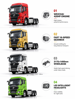 Camion tracteur SHACMAN F3000 6x4 d'occasion 375 CV, tête de tracteur remise à neuf pour le transport logistique
