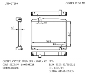 JD 27280 Auto Accessories <strong>Radiators</strong> for MC189009 <strong>Radiator</strong> CANTER FUSO BUS ROSA MT <strong>Radiator</strong> Plastic Tanks - Product Image 4