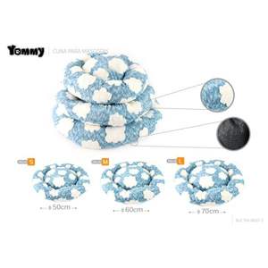 Set di Tre Pezzi per Animali Domestici in Velluto di Cotone Jacquard Blu Lago, Letti Premium per Animali - Product Image 1