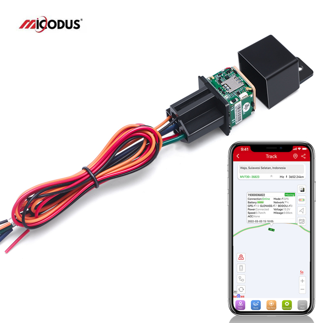 MiCODUS MV730 Hidden Relay Car GPS Tracker Engine Shut Off ACC Detection Real Time Mini Tracking Device for Motorcycles