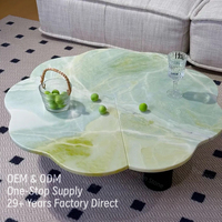 Mesa de Centro de Mármol Personalizable, Mesa de Centro de Travertino de Lujo Nórdico para Muebles de Sala de Estar de Alta Gama