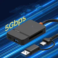 Lector de Tarjetas Externo Multifuncional 8 en 1, USB 3.0 Tipo C, Adaptador de Tarjetas de Memoria SD, TF, CF, MS, Transmisión de Alta Velocidad de 5 Gbps