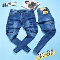 Jean Cargo Homme Stretch Slim Fit GZL031 à Taille Élastique, Pantalon en Denim Multi-Poches, Style Streetwear et Motard – 6,85 Dollars