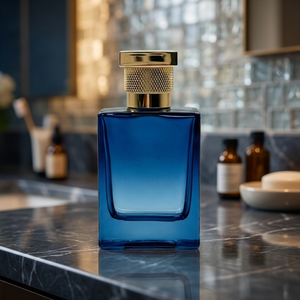 Flacon de parfum en verre givré avec pompe, bouchon personnalisé unique et luxueux, flacon de parfum avec bouchon métallique et vaporisateur. - Product Image 1