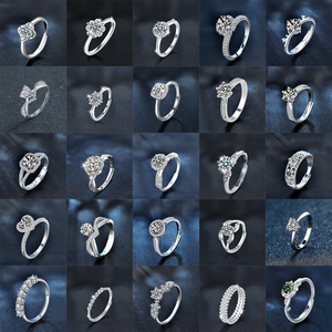 Anello da Donna con Diamante Singolo Rotondo da 1CT, Anello Regolabile in Argento Sterling 925, Moissanite con Sei Griffe, Anello per San Valentino - Product Image 5
