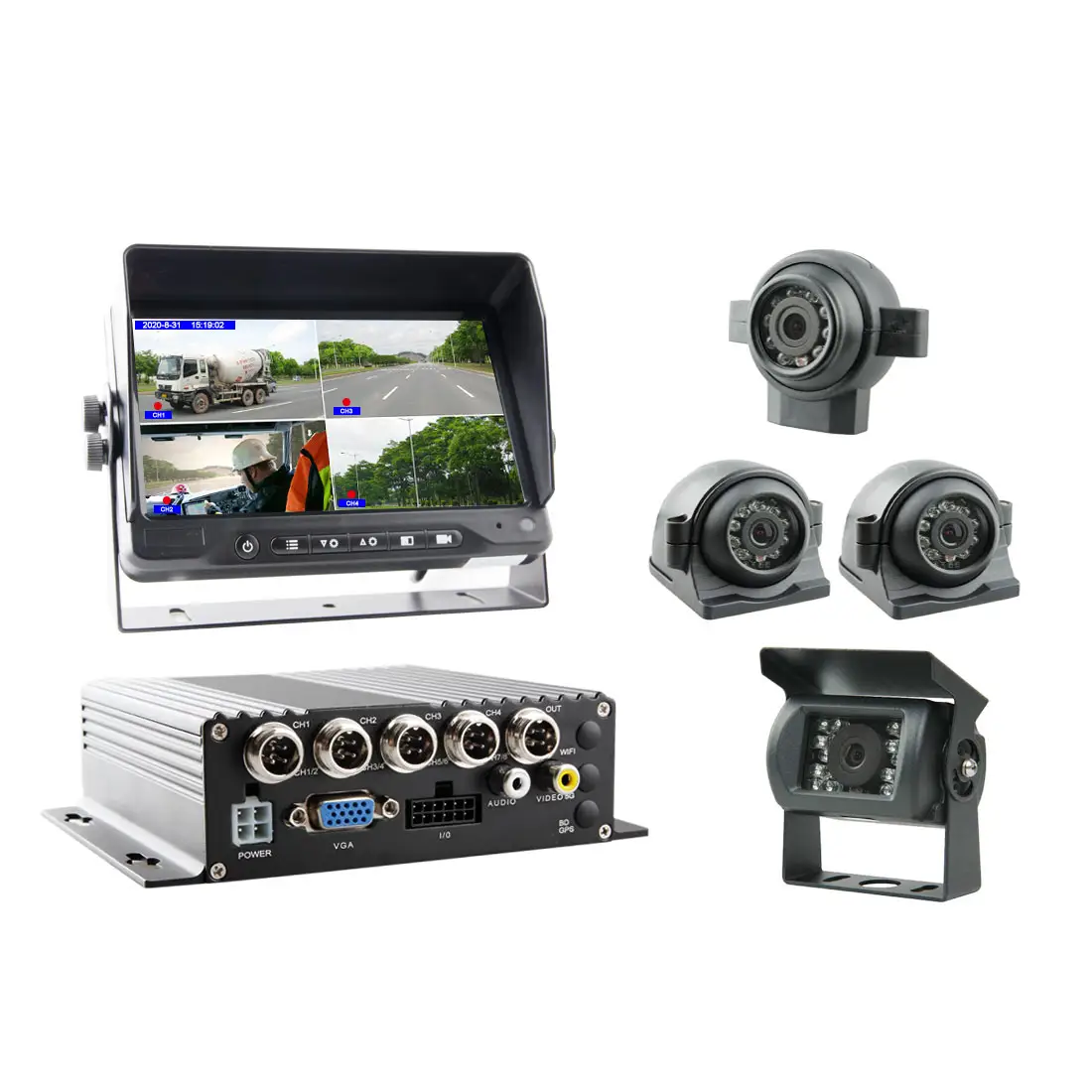 7-Inch Monitor Rear Backup Camera Vehicle Camera Recorder