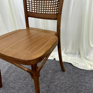 Nouvelle arrivée de meubles de mariage marron empilable location événement dos rotin plastique mariage hôtel salle à manger chaise - Product Image 5