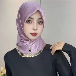 Nuevo Hiyab Cuadrado con Cadena y Pedrería Hecho a Mano para Mujeres Musulmanas, <span class=keywords><strong>Pañuelo</strong></span> de Cristal Estilo Arabia Saudita y Dubái, <span class=keywords><strong>Pañuelo</strong></span> Islámico para la <span class=keywords><strong>Cabeza</strong></span> - Product Image 4
