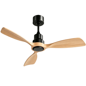 Ventilador de Techo Moderno de 3 Aspas de Metal Negro con Barra de Techo de Madera para Sala de Estar, Dormitorio, Interior del Hogar - Product Image 3