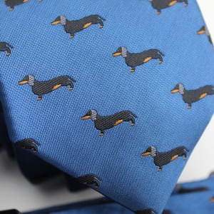 Chine Vente en gros Mignon Daschund Polyester Tissé Noeud papillon Hommes Cravates Bleu Personnalisé Chasse Animal Vintage Cravate Chien - Product Image 5