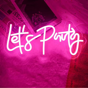 Enseignes néon LED « Let's Party » pour montage mural, décoration maison, centre commercial, parc, anniversaire, mariage, fête, hôtel, bar, entreprises, hôpitaux - Alimentation USB - Product Image 1