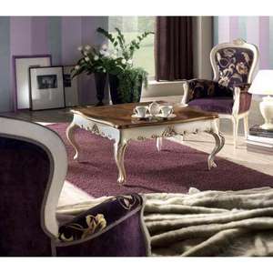 Mesa de centro cuadrada con incrustaciones barrocas estilo clásico europeo de granja con vidrio de piedra sinterizada de roble para muebles de sala de estar - Product Image 1