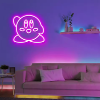 Enseigne néon LED Kirby faite à la main en acrylique, motif dessin animé, publicité de jeu, décoration murale de bar, alimentée par piles, étanche IP54