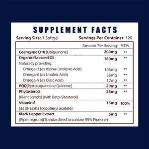 Suplementos Herbales al por Mayor de Fábrica: Cápsulas Blandas de CoQ10 con Coenzima Q10, PQQ y Fitoesteroles para Promover el Metabolismo Energético - Product Image 6