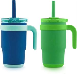 Gobelet isotherme pour enfants avec poignée, en acier inoxydable à double paroi, anti-fuite, 14 oz, avec logo personnalisé imprimé, pour les aventures des enfants - Product Image 2