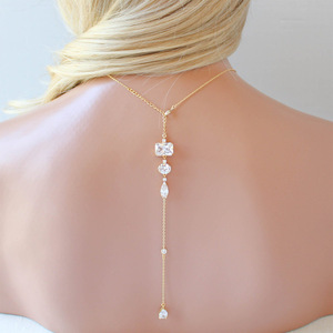 Nueva regla sexy cadena trasera geométrica joyería nupcial moda collar de circón de sentido de alto grado - Product Image 6
