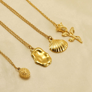 ZOGXIN Gold Plated Stainless Steel Necklace Rose Shell Pendant Women Fashion Jewelry Gift 18K Plated Chain Necklaces - Product Image 4