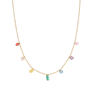Women's Trendy Stainless Steel Necklace Diamond Claw Set Colorful Zircon Customizable Geometric Pattern Pendant Fashionable - Product Image 1