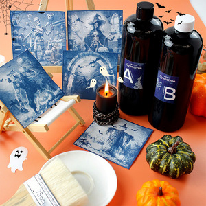 Kit <span class=keywords><strong>de</strong></span> cyanotype carré sur <span class=keywords><strong>le</strong></span> thème d'Halloween transfrontalier, <span class=keywords><strong>film</strong></span> <span class=keywords><strong>de</strong></span> décoration créatif, motifs Citrouille, <span class=keywords><strong>Momie</strong></span>, Dieu <span class=keywords><strong>de</strong></span> <span class=keywords><strong>la</strong></span> Mort et plus, avec tutoriel en anglais - Product Image 2
