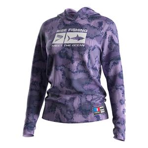 เสื้อยืดแขนยาวสำหรับผู้หญิงแบบแห้งเร็วสำหรับตกปลาทะเล พร้อมฮู้ด ป้องกันแสงแดด UPF  รับผลิตแบบ OEM ODM ด้วยเทคนิคการพิมพ์แบบ Sublimation - Product Image 1