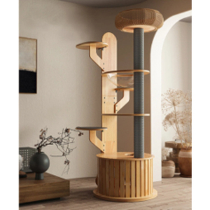 Árbol para gatos de madera maciza estándar de 74.8 pulgadas de color marrón: tu gato tiene un entorno de crecimiento saludable y feliz - Product Image 1