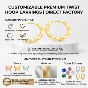 Pendientes Huggie de Acero Inoxidable Hechos a Medida por Qings OEM ODM - Product Image 1