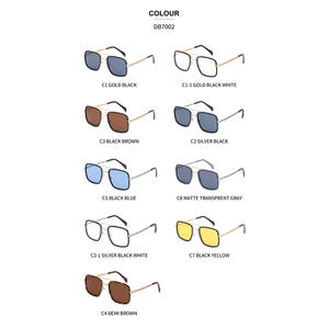 Gafas de sol cuadradas para hombre ZS DB7002 con protección UV400, montura metálica, lentes de PC, color dorado, bloqueo de luz azul, protección solar. - Product Image 1