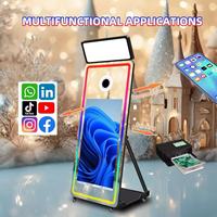 Photomaton miroir magique 70 pouces avec écran tactile, lampe carrée, plateau d'impression et caméras compatibles