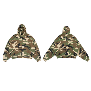 เสื้อฮู้ดดี้ฮิปฮอปทรงโอเวอร์ไซส์สำหรับผู้ชาย แบรนด์ KingSen รุ่น Winter Allover Print ลายพรางปัก  ผ้าฝ้าย 100% หนานุ่ม ระบายอากาศได้ดี  แบบซิป  สามารถสั่งทำได้ - Product Image 5