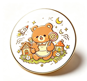 <b>Cute</b> <b>Bear</b> Enamel Coin Pin Round Metal Craft Embroidery Floss Patch for Bag Backpack Gift - Product Image 2