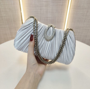 2025 New Satin Pleated Evening <b>Bag</b> Bracelet Handle Handbag Shoulder Crossbody <b>Bag</b> for Women - Product Image 1