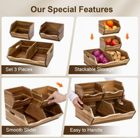 Panier de rangement pour légumes en bois à double étage empilable pour la cuisine