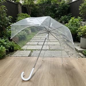 Nouvel Arrivage Parapluie <span class=keywords><strong>Droit</strong></span> Blanc Semi-Automatique Transparent Arqué à Long Manche – Parapluie de Pluie Transparent Fabriqué en Chine - Product Image 2