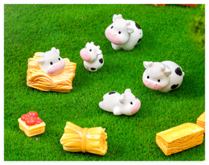 Jouets pour enfants, mini ferme d'animaux, ensemble de jouets de jardin féerique, figurines de maison de poupée, chalet, vache, panier de pommes, <span class=keywords><strong>pile</strong></span> de paille, amour, religieux - Product Image 3