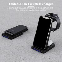 Chargeur Sans Fil Pliable 3 en 1 Portable pour Téléphone, Montre et Écouteurs 15W avec Entrée Type-C, Charge Rapide