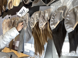 Peluca recta de cabello humano médico de silicona sin pegamento de lujo SHY con transparente para encaje y gorro de piel delgada-Cabello virgen europeo - Product Image 1