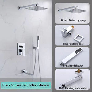 <b>Bath</b> & <b>Shower</b> Luxury Wall Mounted Black Bathroom Rain <b>Bath</b> Hot and Cold Black Color Concealed Hidden Bathroom <b>Shower</b> <b>Set</b> - Product Image 4