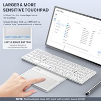Clavier Bluetooth pliable, clavier pliable de taille standard avec pavé tactile, clavier sans fil en cuir PU pour les voyages, compatible avec Windows