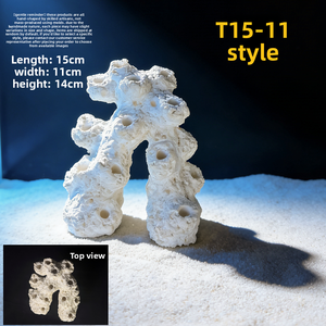 Décorations de paysage corallier en céramique, forme cylindrique avec trous, base en T, pour la formation de récifs, pierre naturelle non vivante pour crabes - Product Image 3