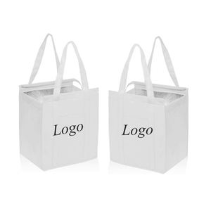 Wholesale Non Woven Food <b>Cooler</b> Bag Portable <b>Cans</b> Beverage Thermal Insulated Bag White Nonwoven <b>Cooler</b> Bag Sublimation - Product Image 1