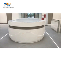 Unique rond artistique blanc beauté luxe Mobilier de bureau commercial pierre artificielle comptoir de réception