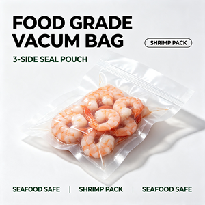 Food Grade PE <b>Vacuum</b> <b>Bag</b> 3 Side Seal Pouch Transparent Packaging for Shrimp Seafood Frozen Food - Product Image 1