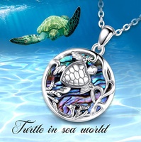 Pendentif en argent 925 pour femme, collier en coquille d'abalone naturelle de perle, tortue de mer