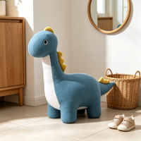 VOXHOME Repose-pieds en bois en forme d'animal, tabouret d'appoint en tissu tricoté pour enfants, meuble de salon et chambre d'enfant