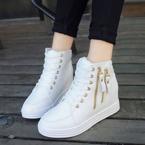 New Inner Height Increase Women's <strong>Round</strong> <strong>Toe</strong> Thick Bottom High-top Lace up Casual Sports <strong>Shoes</strong> Factory Wholesale - Product Image 1